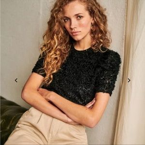 Sézane Black Kate Blouse